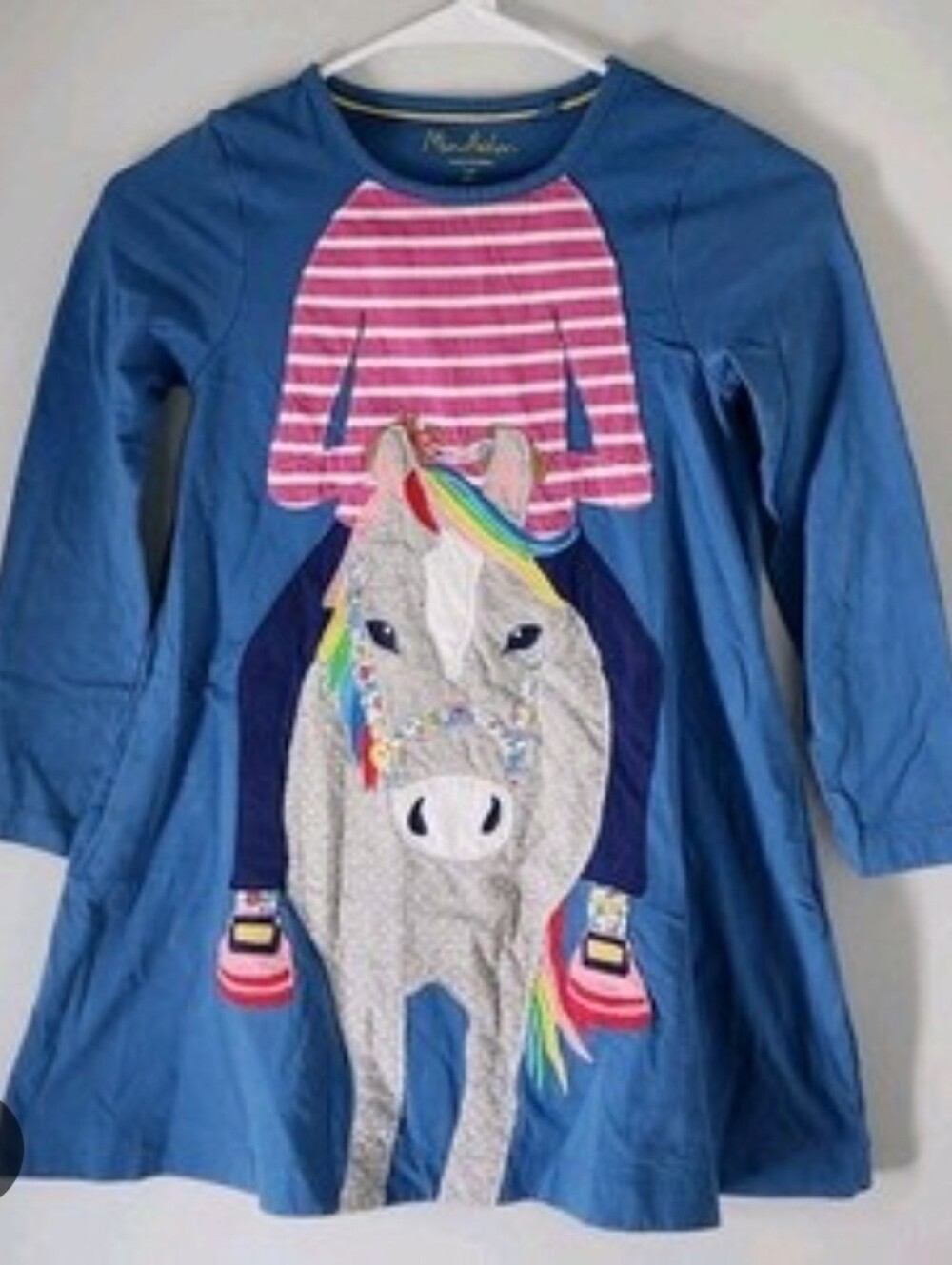 MINI BODEN Fan Favorite Embroidered Appliqué Girl Riding Horse Dress